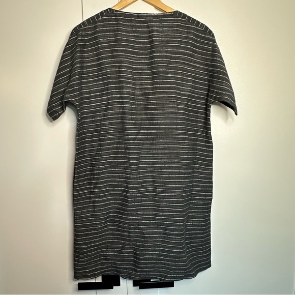 Eileen Fisher gray/white striped linen tunic dress PP XS/small petite shift - Picture 6 of 12
